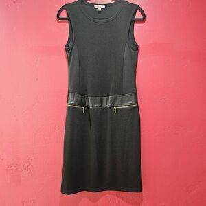 SPENSE Little Black Sheath Dress Faux Leather Detail Size 8